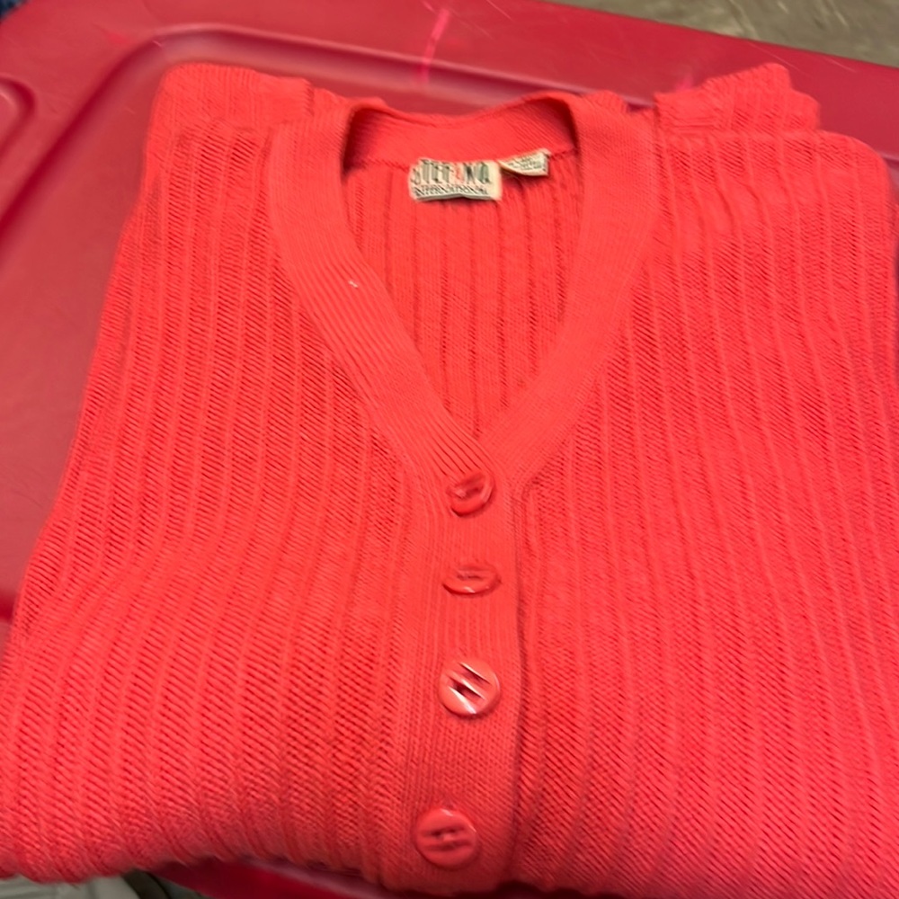 Vintage Stefano International  Womens Ribbed Orange Sweater Large Boho 90s
